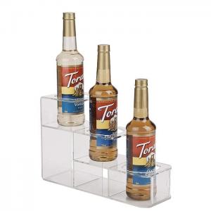 Clear Syrup Bottle Holder Acrylic 3 Compartment Bottle Organizer Kitchen Storage Wine Rack