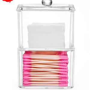 2/3/4 Tier Stackable Clear Jewelry Box, Acrylic Qtips Pads Cotton Ball Makeup Organizer