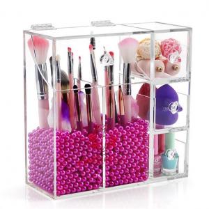 Desktop Brushes Organizer with Lid Clear Acrylic Makeup Organizer Lucite Brush Holder