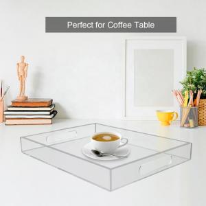 Factory Wholesale Customized Clear Black White Color Serving Tray with Handle Acrylic Tray