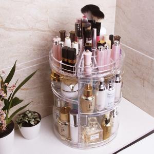 Large Clear Revolving Makeup Organizer