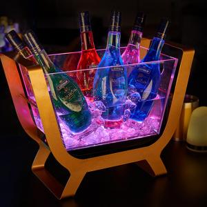 Metal Frame LED Lights Acrylic Ice Bucket