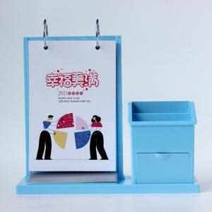 2022 customized Bracket tablet desk calendar with clock China Manufacturer