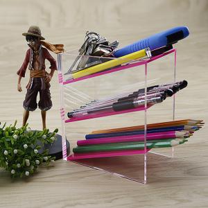 Acrylic Pen Holder 3 Compartments Colored Pencil Organizer Cup