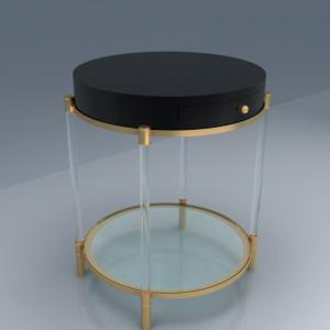 Luxury Two Tiers Acrylic Round Table with Wheels for Living Room